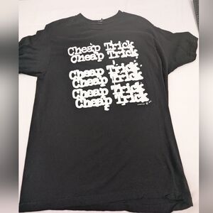 Cheap Trick Concert  Merch Black Tee With Band Logo On Front Large Unisex